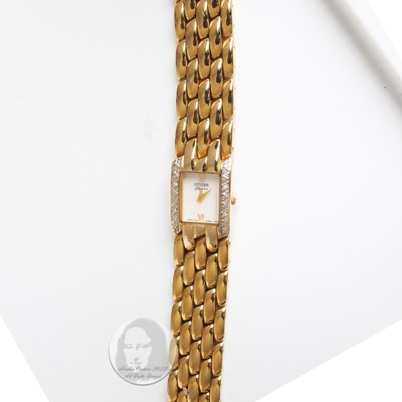 Citizen Wrist Watch Gold Metal 16 Diamond Chip Elegance 5421-H21441 Ladies Y2K - Picture 5 of 13